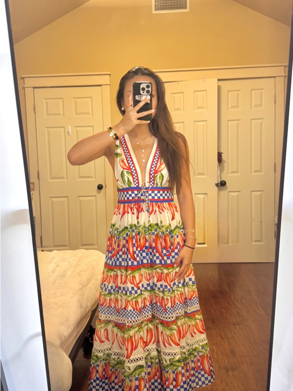 Farm Rio Annika Picnic Pepper Mid Dress
